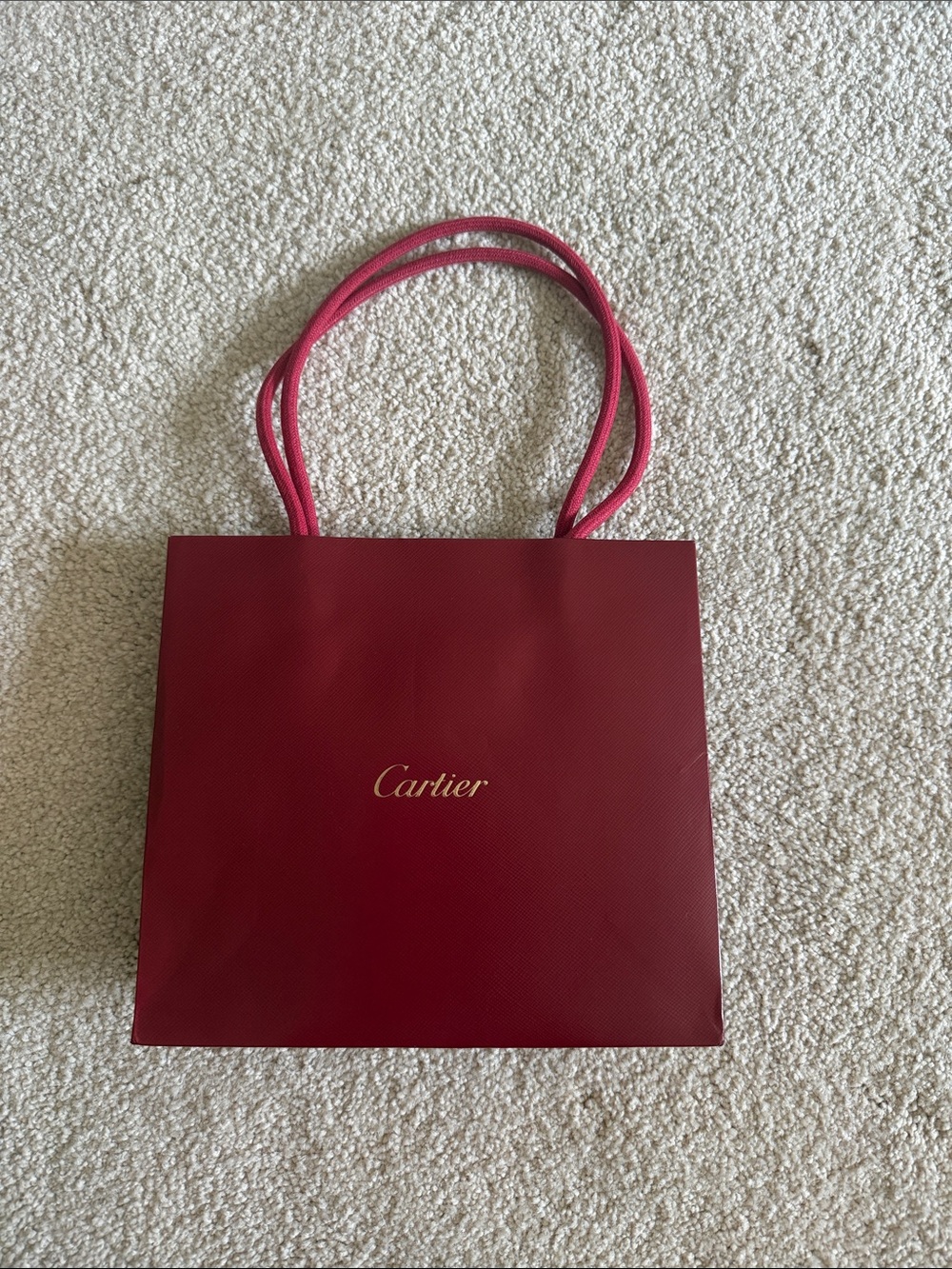 Cartier Red Logo Tote with Gold Script